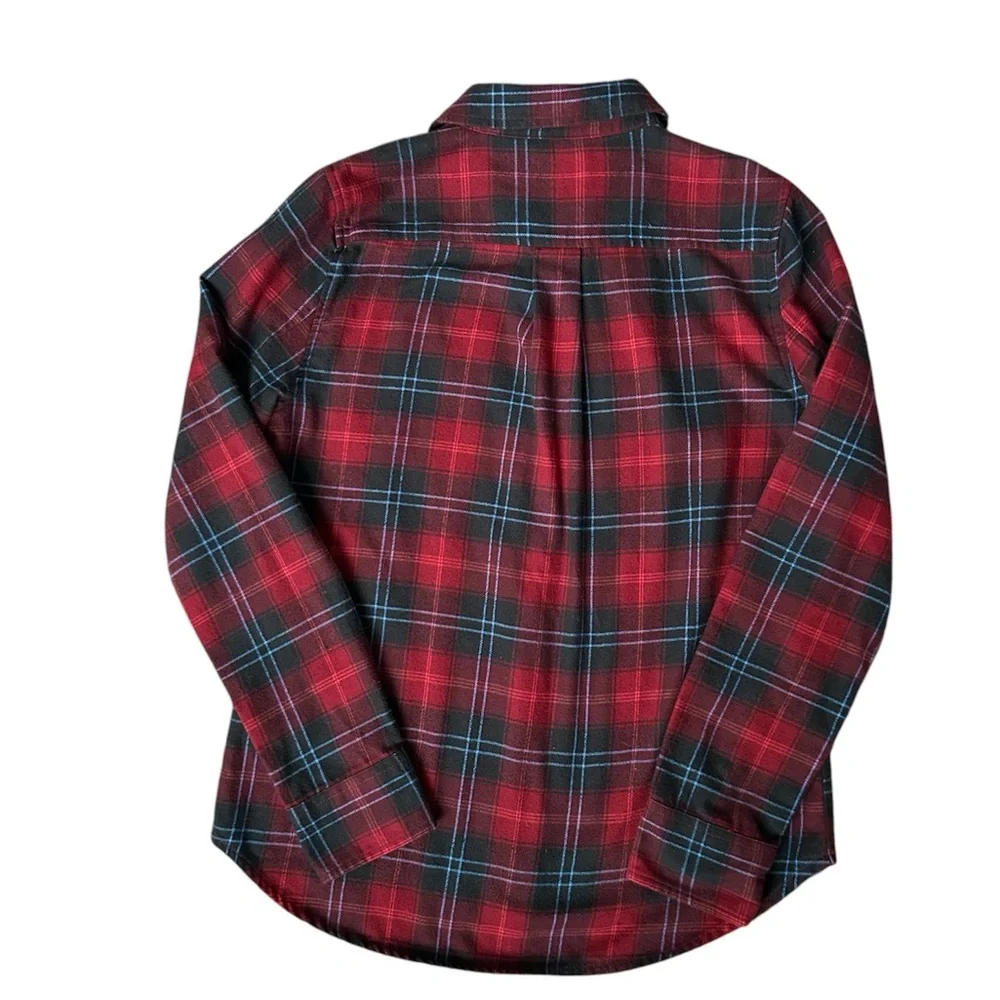 Brixton unisex button up flannel shirt in red, black and blue size small